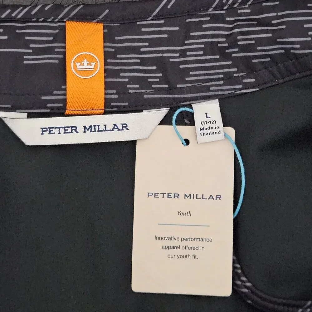 Peter Millar Youth Performance Golf Merge Elite Black Zip-Up‎ Jacket | Large